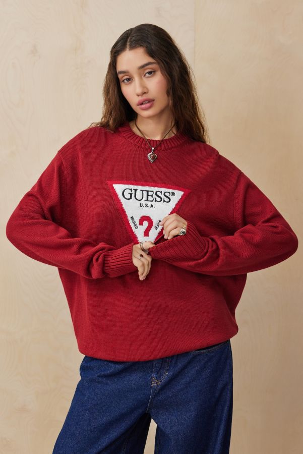 Vista diapositiva: 1: Guess UO Esclusivo Rosso Triangolo Maglione