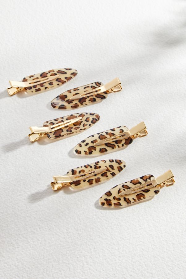 Slide View: 2: Leopard Print Creaseless Hair Clip Set