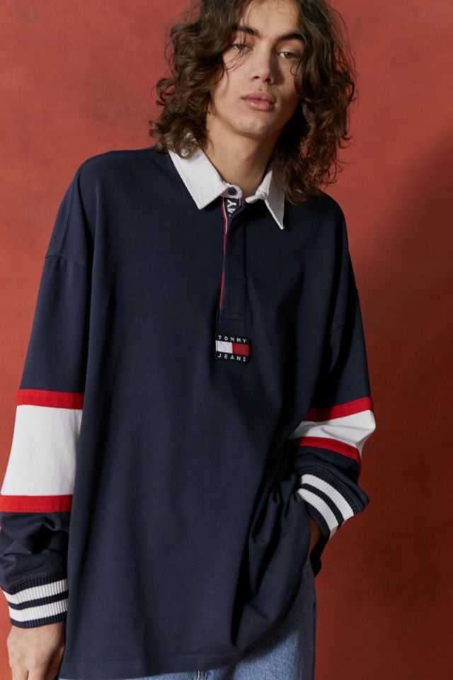 Tommy Jeans Twilight Navy Rugby Sweatshirt | Urban Outfitters UK