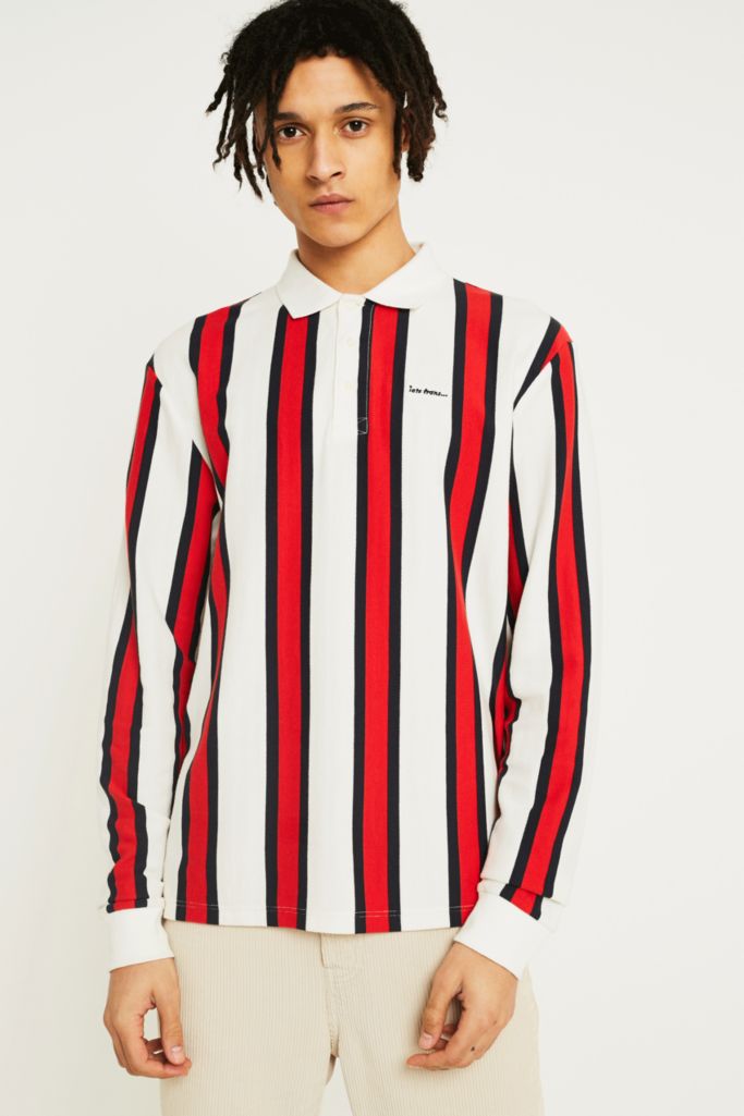 iets frans… Vertical Striped Long-Sleeve Pique Polo Shirt | Urban ...