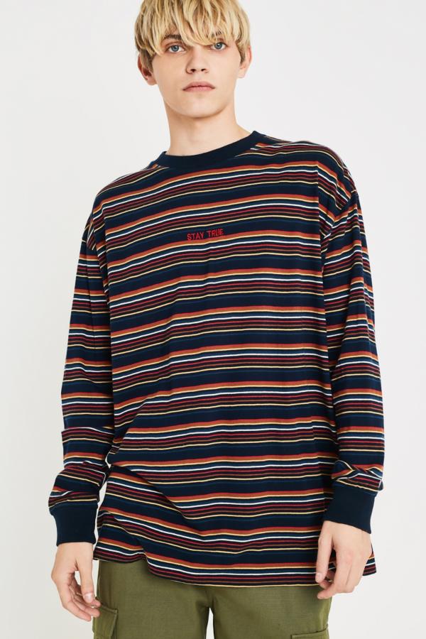 UO Stay True Navy Long-Sleeve T-Shirt | Urban Outfitters UK