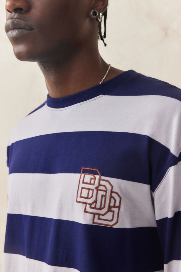 Slide View: 2: BDG Blue Chain Stripe Long Sleeve T-Shirt