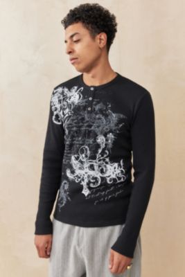 Jaded London Gotisches Waffelstrick Henley Oberteil