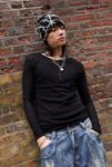 Thumbnail View 1: Jaded London Black Haze Henley Long Sleeve T-Shirt