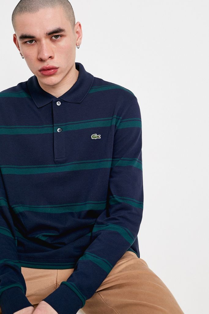 Lacoste Striped LongSleeve Polo Shirt Urban Outfitters UK