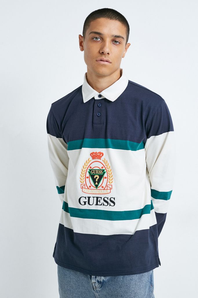 GUESS Originals UO Exclusive Crest LongSleeve Rugby Polo Shirt Urban Outfitters UK