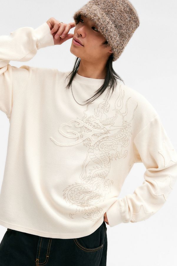 Slide View: 1: Ed Hardy UO Exclusive Ecru Waffle Knit Top