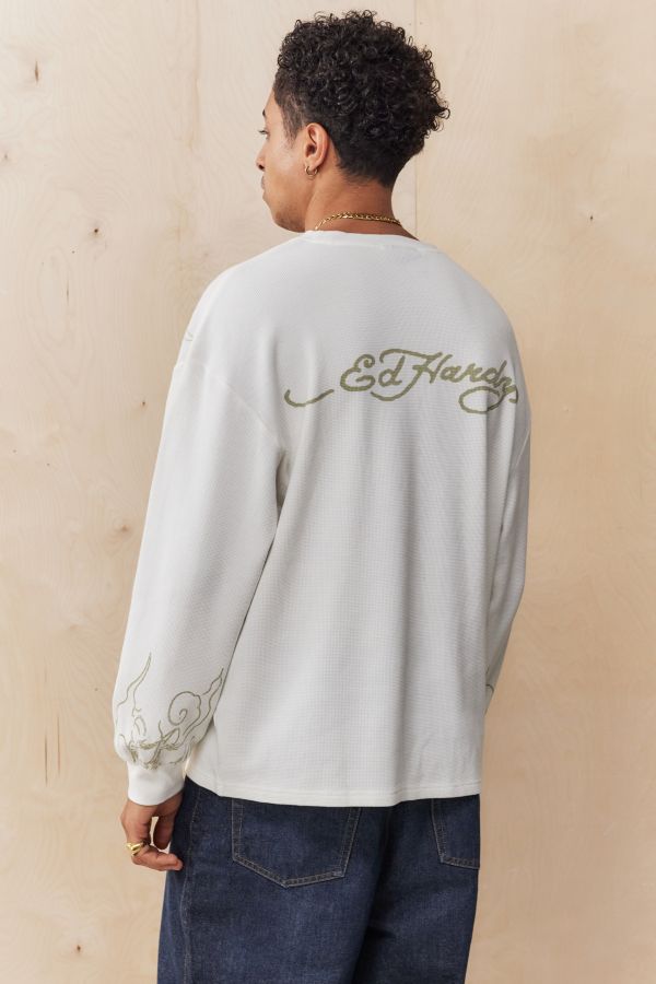 Slide View: 2: Ed Hardy UO Exclusive White Waffle T-Shirt