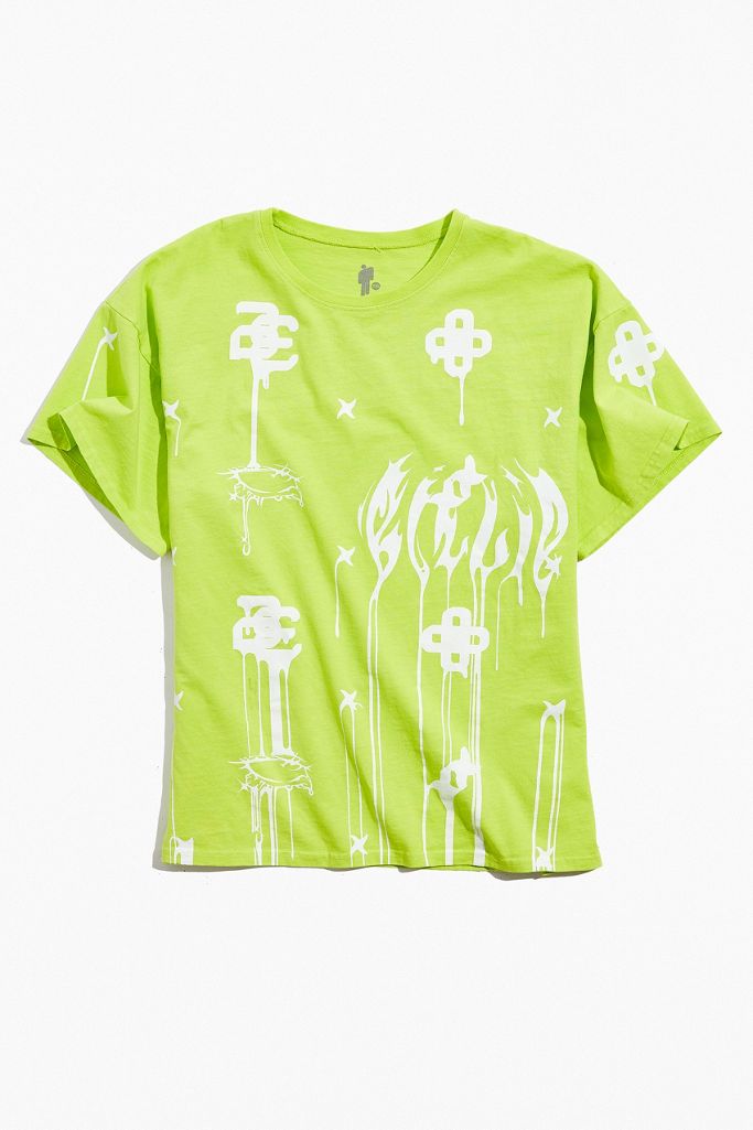 Billie Eilish UO Exclusive Allover Print Lime T-Shirt | Urban Outfitters UK