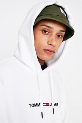 tommy jeans small logo white hoodie