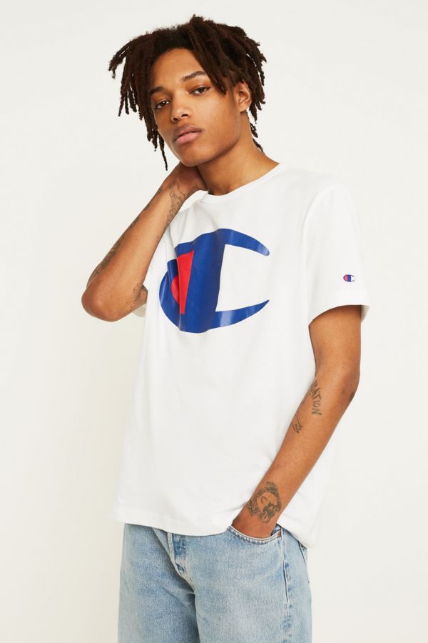 Champion Large C Logo White T-Shirt | Urban Outfitters UK