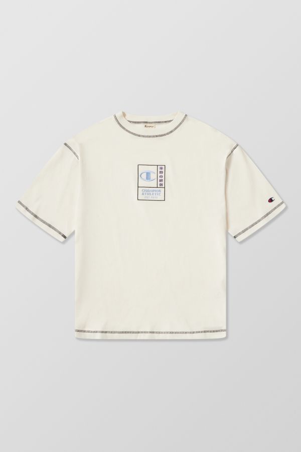 Slide View: 7: Champion UO Exclusive Ecru Contrast Stitch T-Shirt