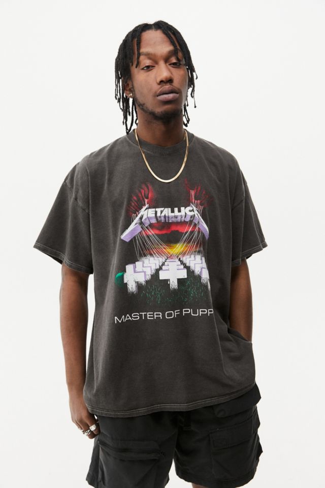 Uo Washed Black Metallica T Shirt Urban Outfitters Uk