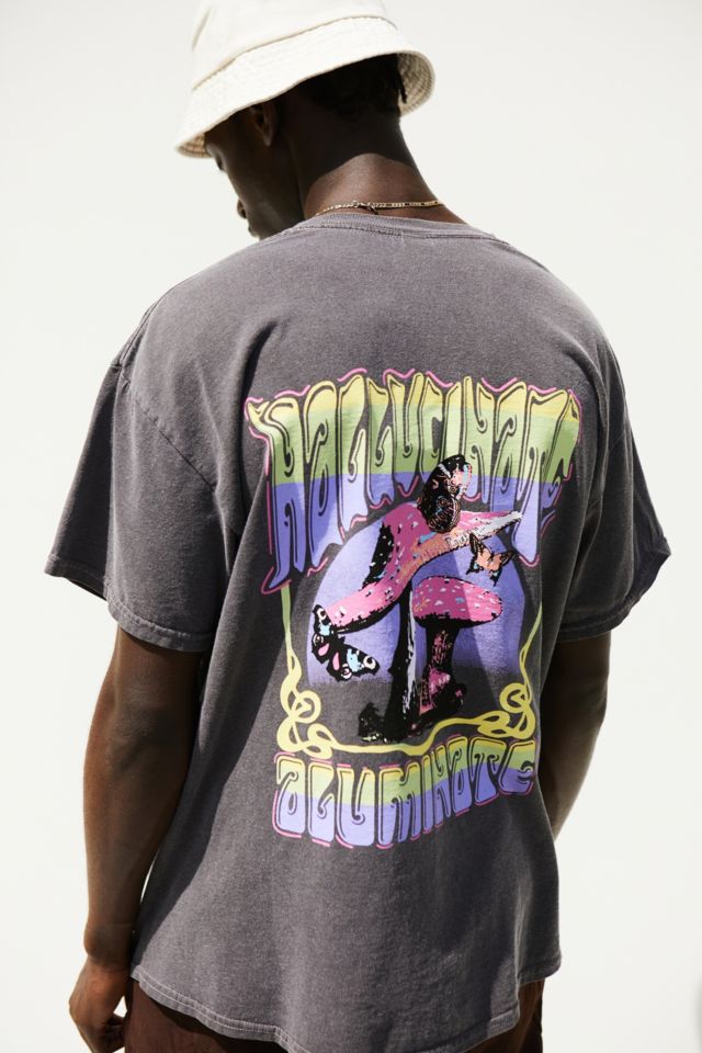 UO Washed Brown Hallucinate T-Shirt | Urban Outfitters UK
