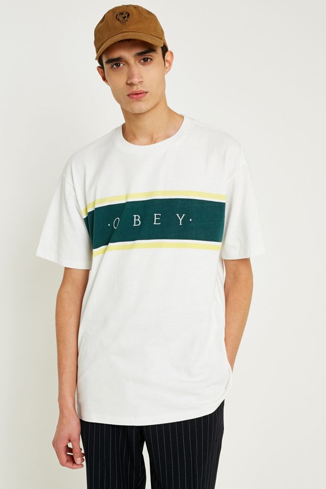 OBEY Palisade Logo Stripe TShirt Urban Outfitters UK