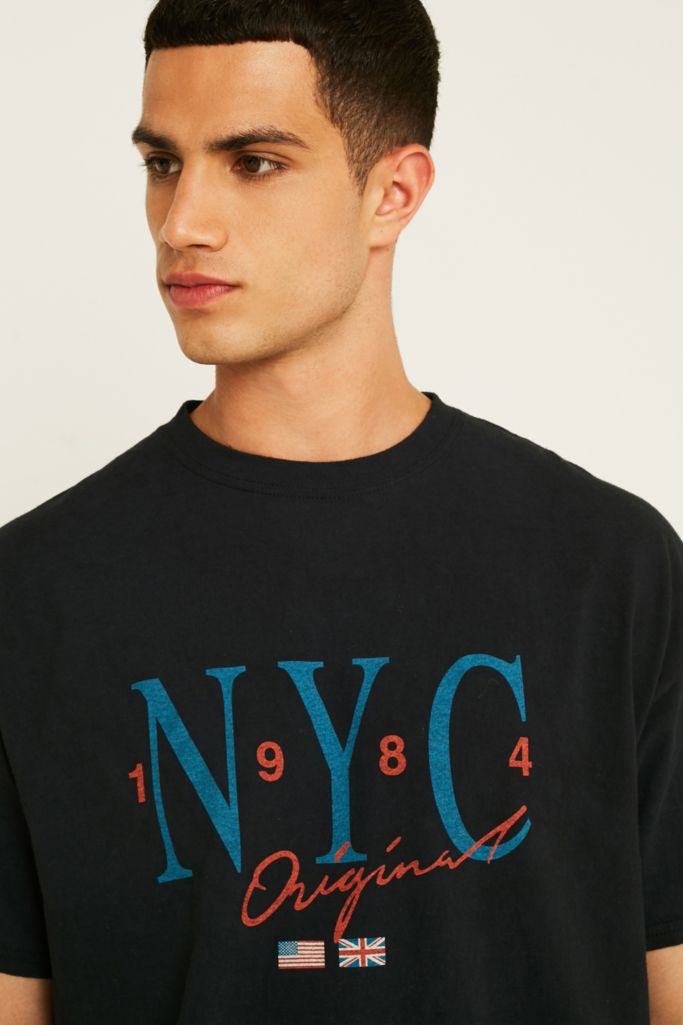 UO NYC Washed Black T-Shirt | Urban Outfitters UK