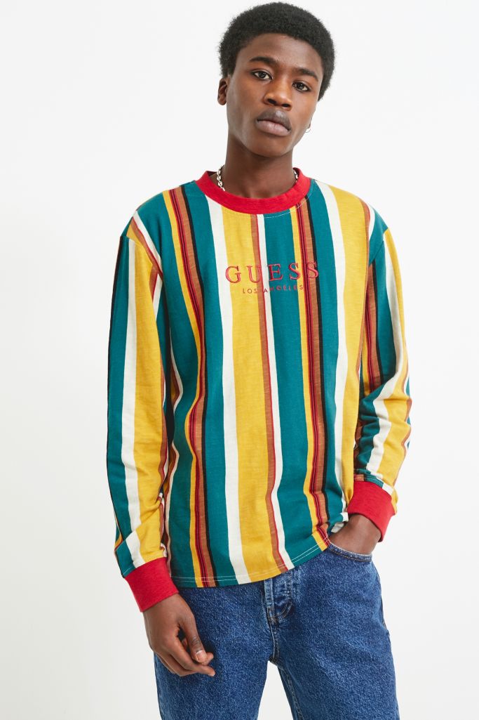 Guess Originals Sayer Striped Long Sleeve Crew Neck T Shirt Urban Outfitters Uk