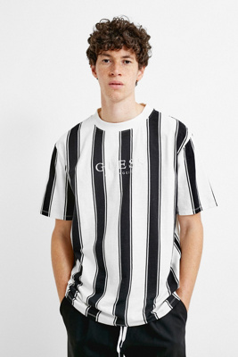 guess black and white striped t shirt