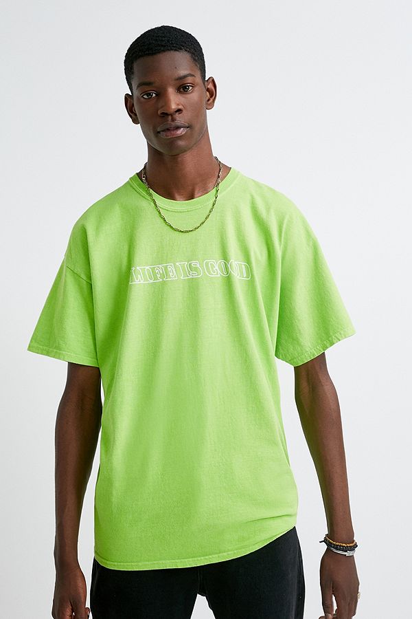 UO Life Is Good Lime T-Shirt | Urban Outfitters UK