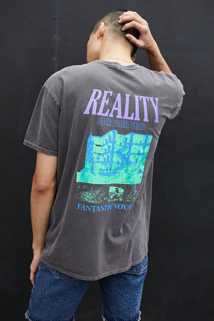 UO Reality Overdyed Black T-Shirt | Urban Outfitters UK