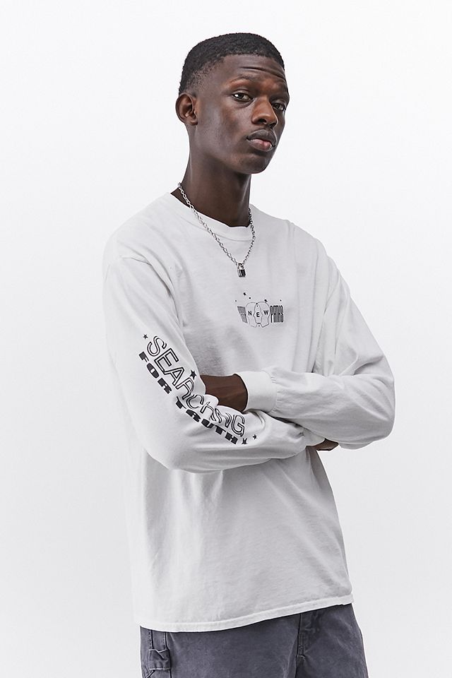 UO White Long Sleeve High Road T-Shirt | Urban Outfitters UK