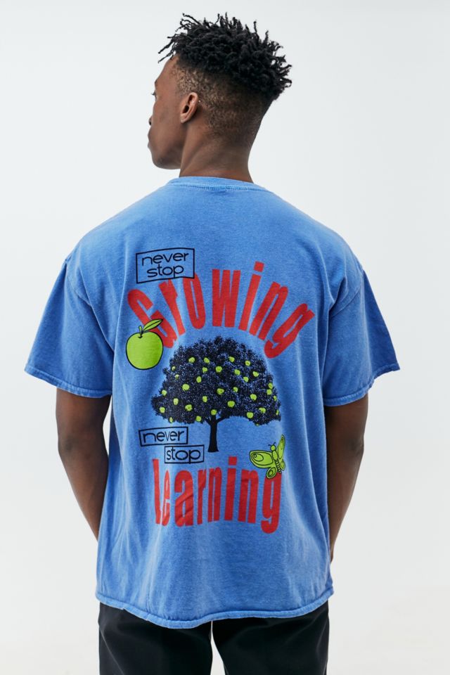 UO Blue Never Stop Growing T-Shirt | Urban Outfitters UK