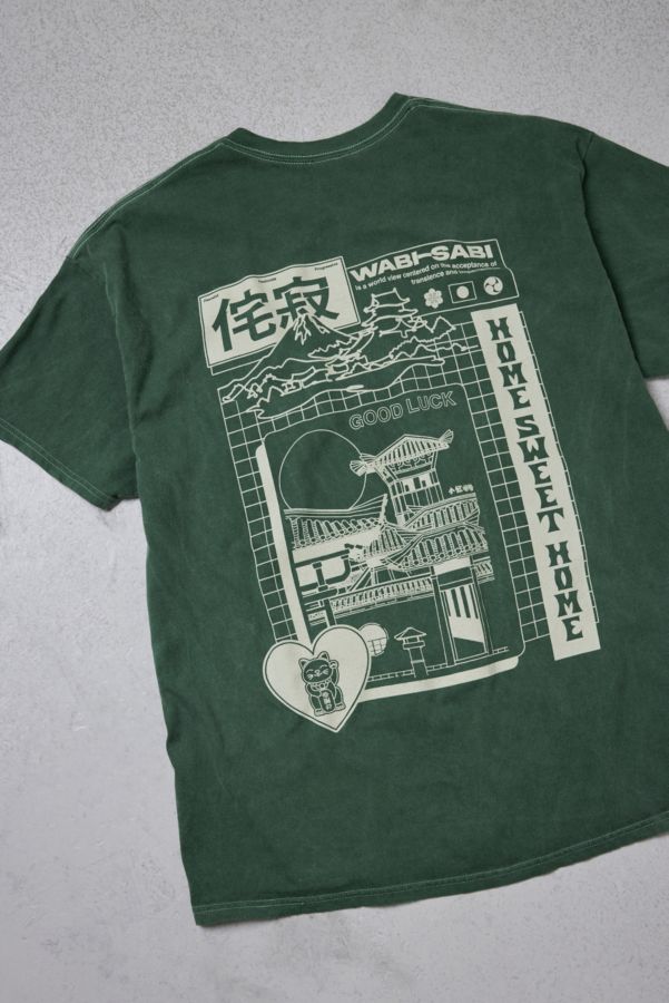 Slide View: 1: T-shirt Wabi-Sabi Vert Foncé UO