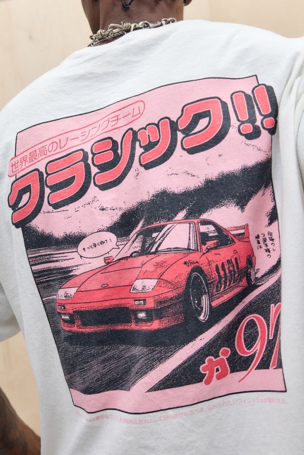 Slide View: 4: T-shirt UO Blanc Asiatique Voiture