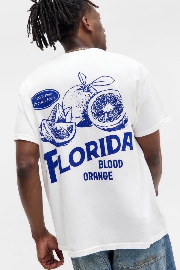 Slide View: 1: T-shirt UO Ecru Floride Orange Sanguine