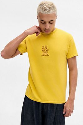UO Gelbes Type Of Vibe Besticktes Grafik-T-Shirt