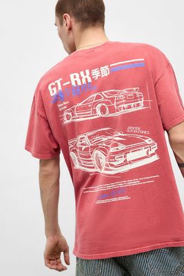 UO Rotes Japanisches Auto T-Shirt