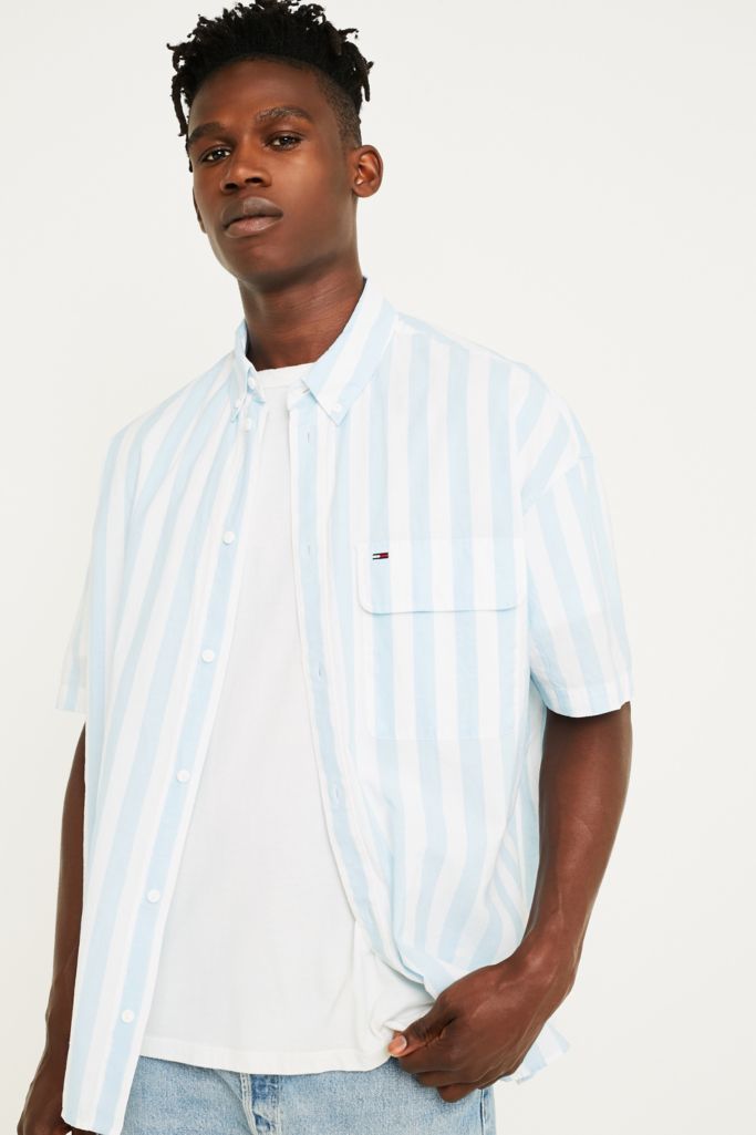 Tommy Jeans Summer Striped White Shirt | Urban Outfitters UK