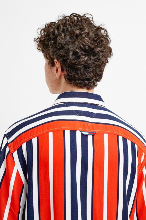 Tommy Jeans Red Stripe Camp Shirt | Urban Outfitters UK