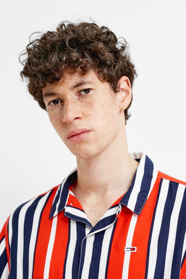 Tommy Jeans Red Stripe Camp Shirt | Urban Outfitters UK