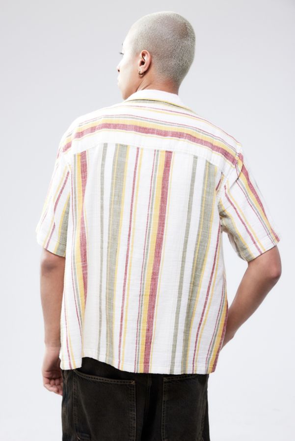 Slide View: 4: UO White & Red Stripe Gauze Short-Sleeved Shirt