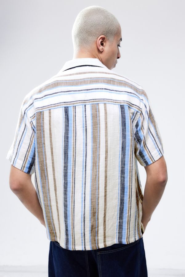 Slide View: 4: UO Blue Stripe Gauze Short-Sleeved Shirt