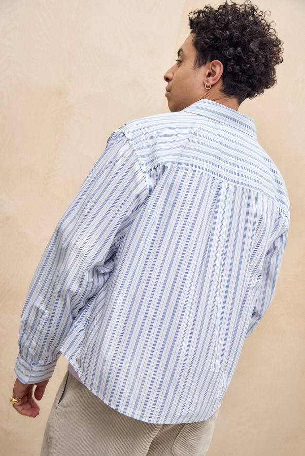 Slide View: 4: Loom Nolan White Poplin Business Stripe Shirt 