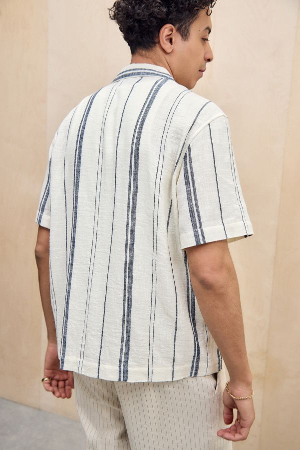 Slide View: 4: BDG White & Navy Nico Stripe Shirt