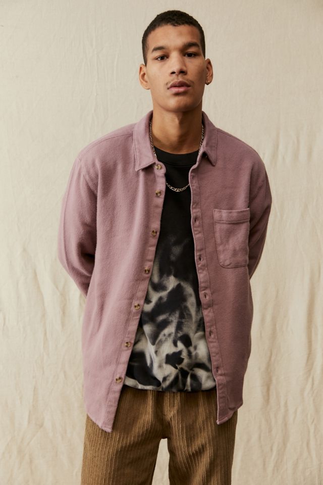 UO Dusty Lilac Heavy Brushed Shirt | Urban Outfitters UK