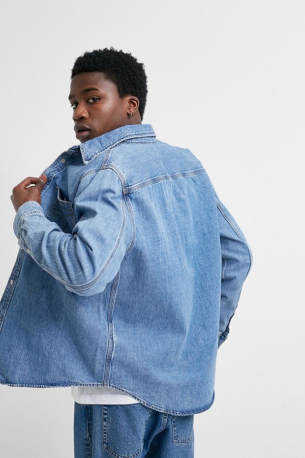 Calvin Klein Jeans Omega Mid Stone Denim Shirt | Urban Outfitters UK