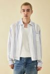 Thumbnail View 1: BDG White Striped Cropped Raw Hem Shirt 