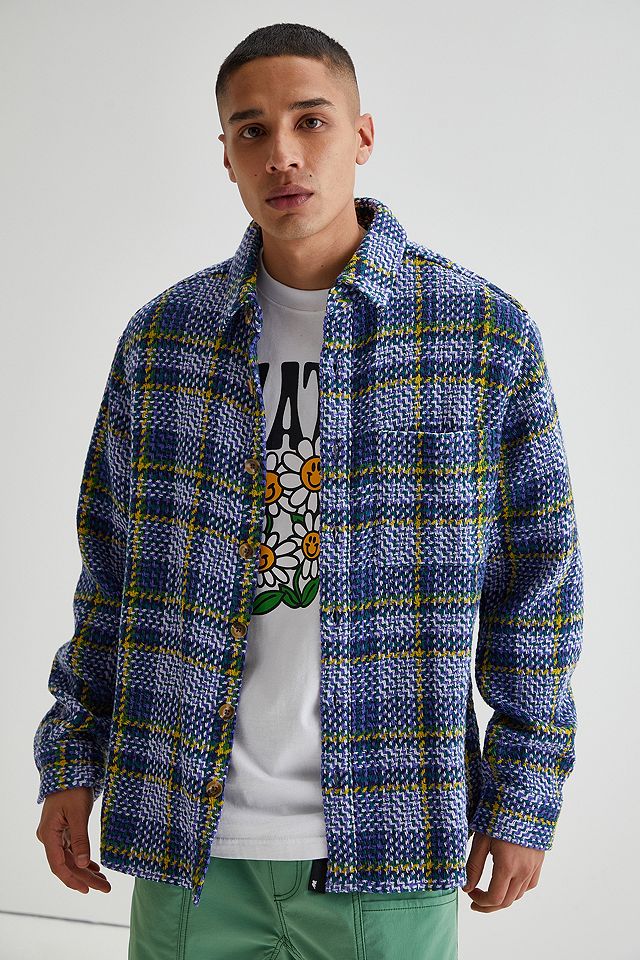 UO Purple Plaid Exploded Twill Button-Down Shirt | Urban Outfitters UK