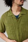 Thumbnail View 1: BDG Solid Olive Gauze Shirt