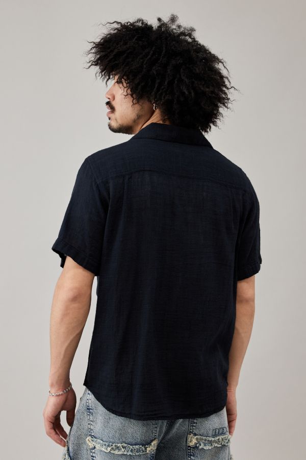 Slide View: 4: BDG Solid Black Gauze Shirt