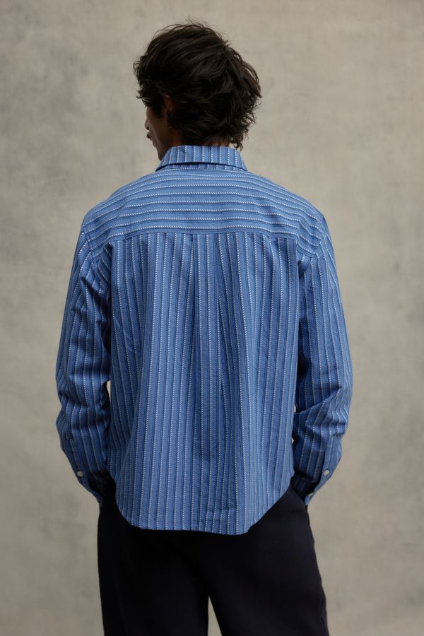 Slide View: 4: Loom Blue Stripe Shirt