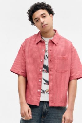 Camisa Oxford Corta de Rayas Rojas BDG
