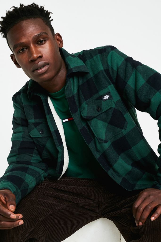 Dickies Lansdale Green Check Long-Sleeve Skate Shirt | Urban Outfitters UK