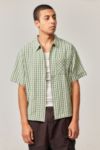 Thumbnail View 1: Temp Surf Co UO Exclusive Green Gingham Seersucker Zip-Through Shirt