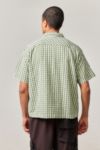 Thumbnail View 4: Temp Surf Co UO Exclusive Green Gingham Seersucker Zip-Through Shirt