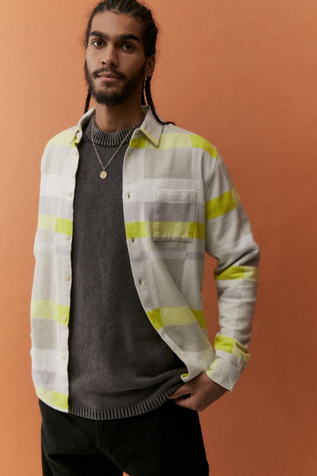 It's All Good Folk Lemon Grey Check Shirt | Urban Outfitters UK